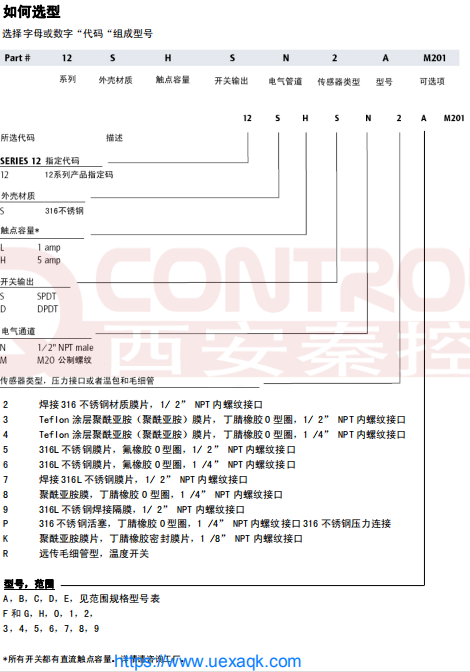 12SHDN8D美国UE新疆棒状DPDT压力开关